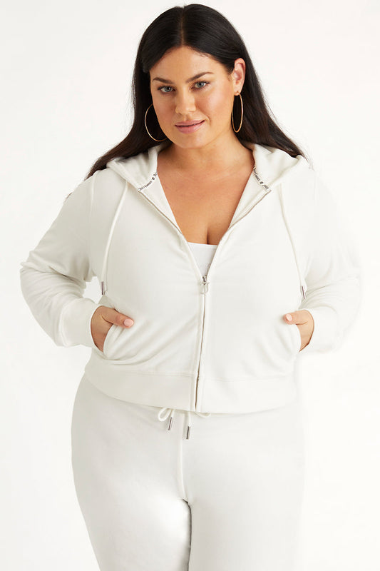 Plus-Size OG Big Bling Velour Hoodie - Angel - Juicy Couture