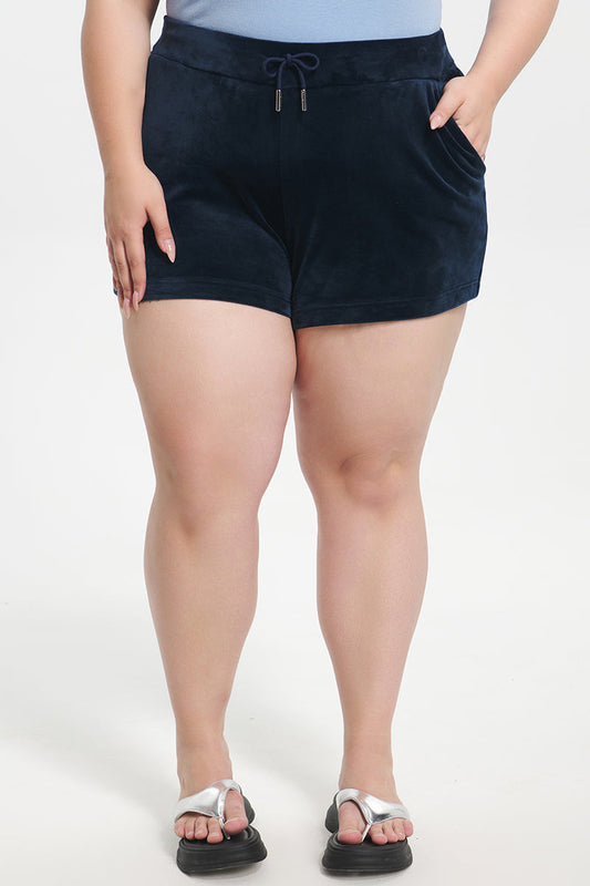 Plus-Size Big Bling Velour Shorts - Regal Blue - Juicy Couture
