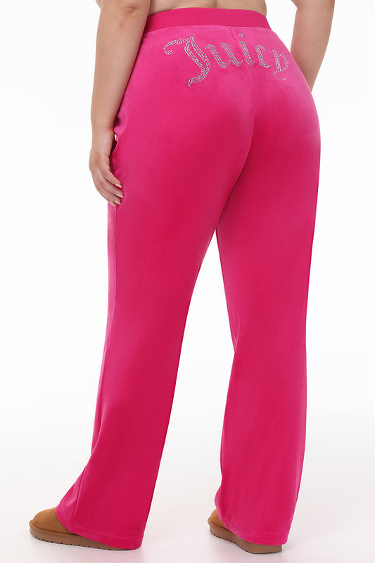 Plus-Size OG Big Bling Velour Track Pants - Free Love - Juicy Couture