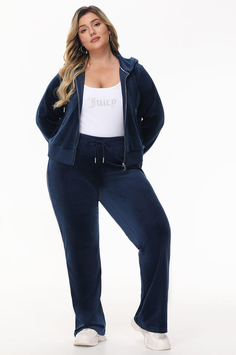 Bride Customizable Big Bling Velour Track Pants - Regal Blue - Juicy Couture