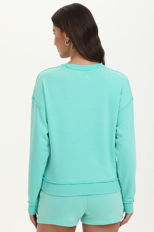 French Terry Embroidered Crewneck - Bermuda Sky - Juicy Couture