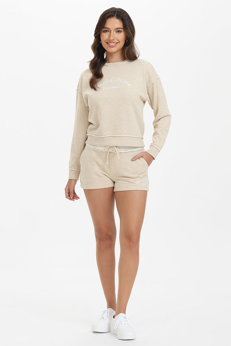 French Terry Embroidered Crewneck - Oatmeal Heather - Juicy Couture