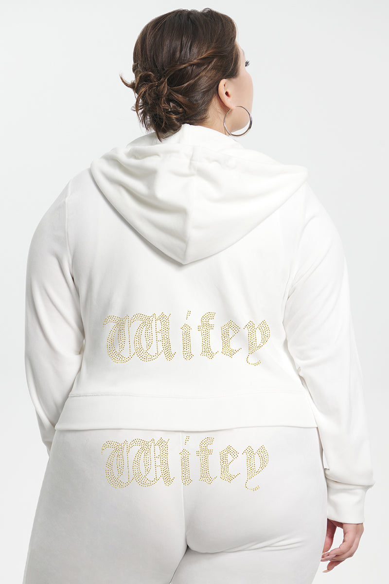 Wifey Customizable Big Bling Velour Hoodie - Angel - Juicy Couture
