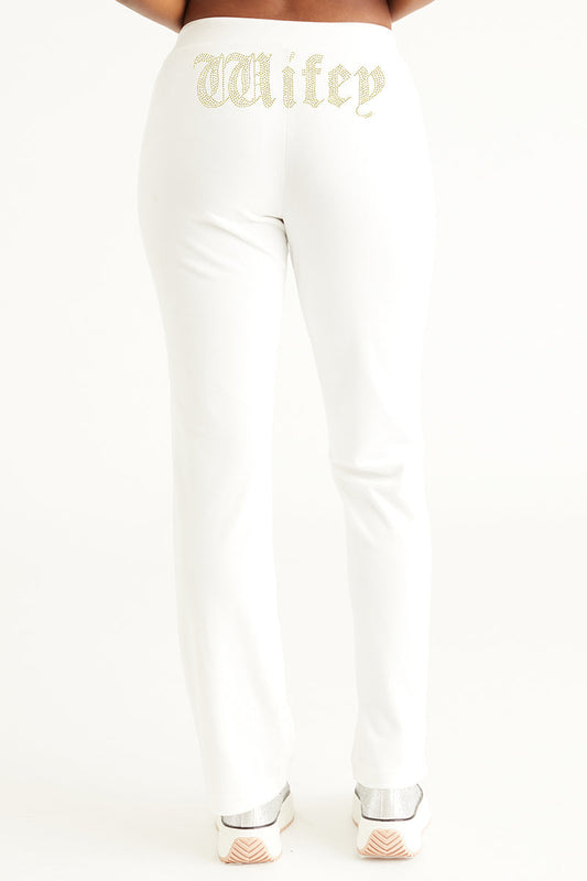 Wifey Customizable Big Bling Velour Track Pants - Angel - Juicy Couture