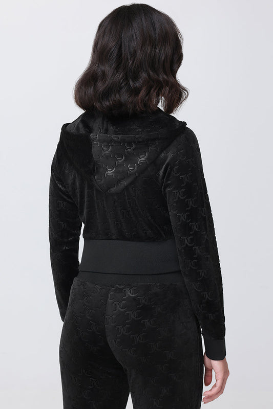 Embossed Velour Corset Hoodie - Liquorice - Juicy Couture