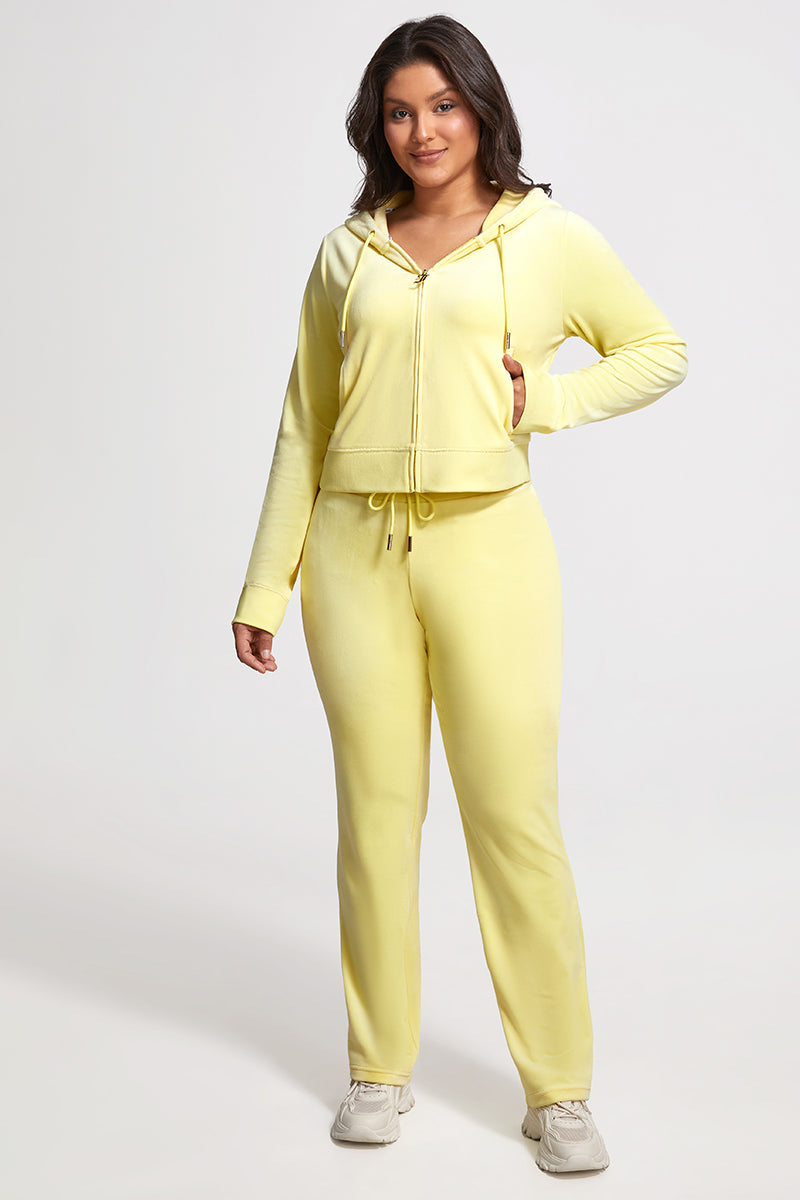 Plus-Size OG Big Bling Velour Track Pants - Yellow Iris - Juicy Couture