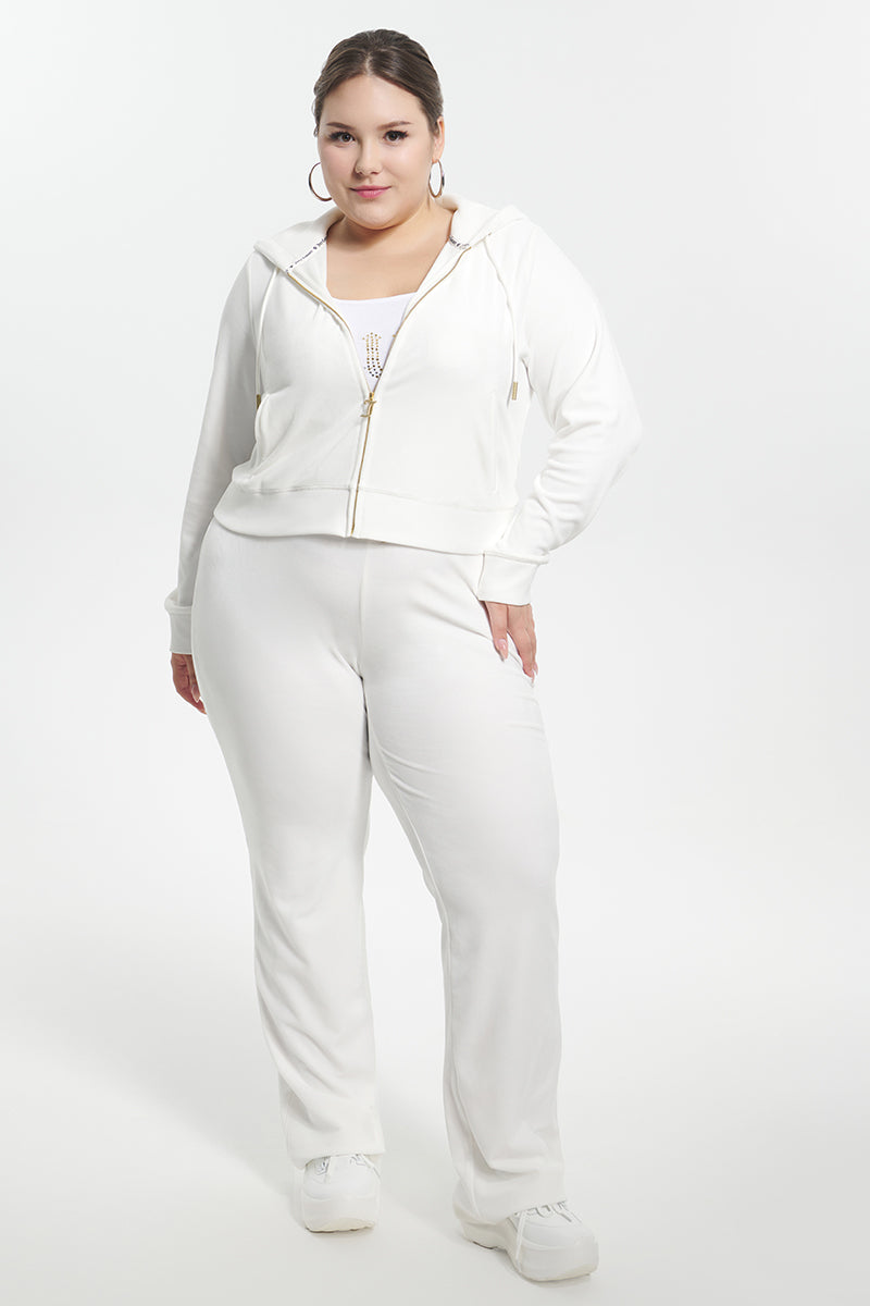 Plus-Size Technicolor Customizable Big Bling Velour Hoodie - Angel - Juicy Couture