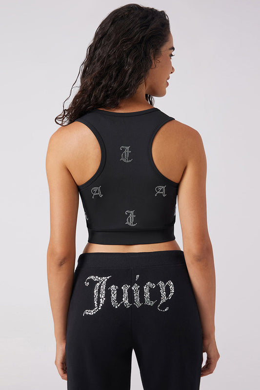 Angel Couture All Over Small Bling Crop Tank - Liquorice - Juicy Couture