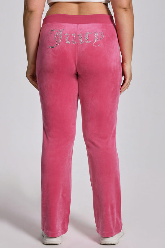 Plus-Size Angel Couture Big Bling Velour Track Pants - Bubblegum - Juicy Couture