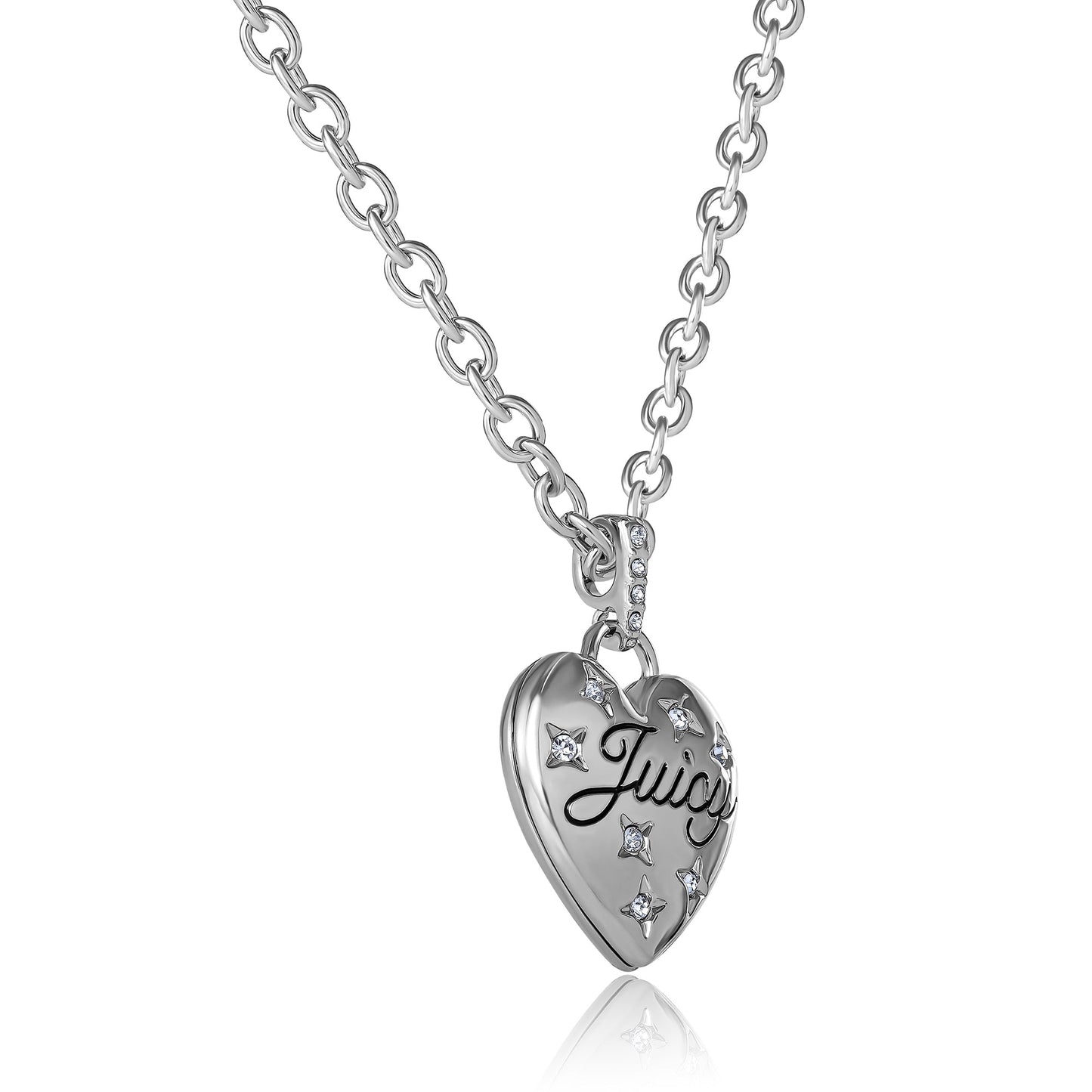 Heart Pendant Necklace - Silvertone - Juicy Couture