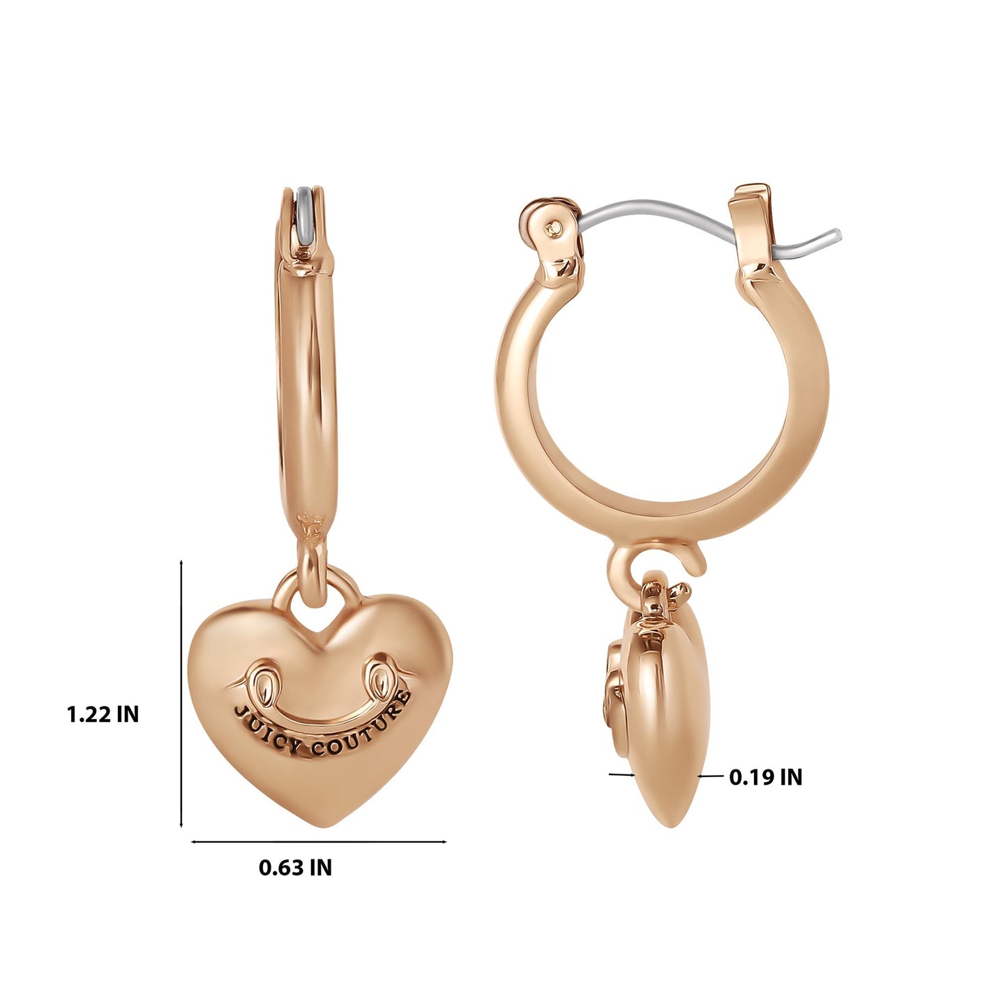 Heart Charm Hoop Earrings - Goldtone - Juicy Couture