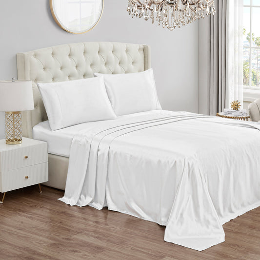 Solid Satin Sheet Set - Pure White - Juicy Couture