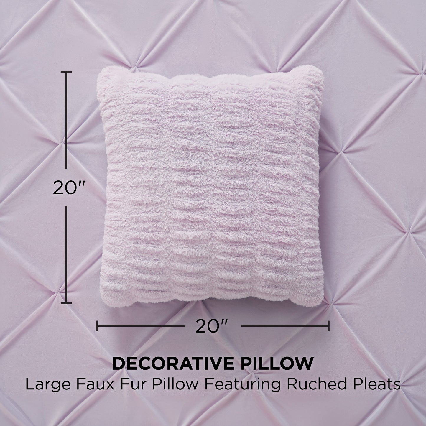 Pleated Faux Fur Decorative Pillow - Orchid Petal - Juicy Couture