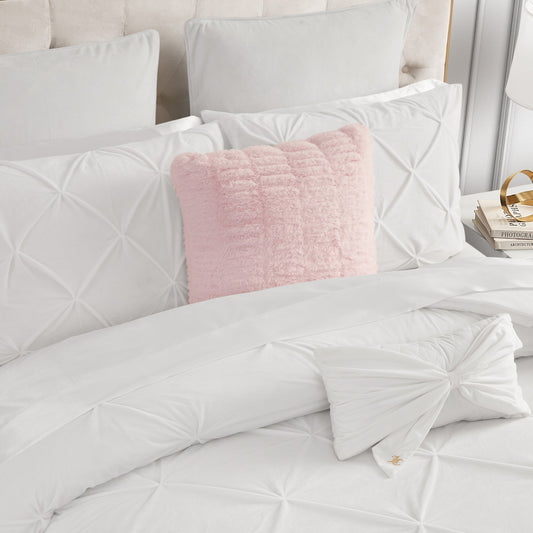 Pleated Faux Fur Decorative Pillow - Pink - Juicy Couture