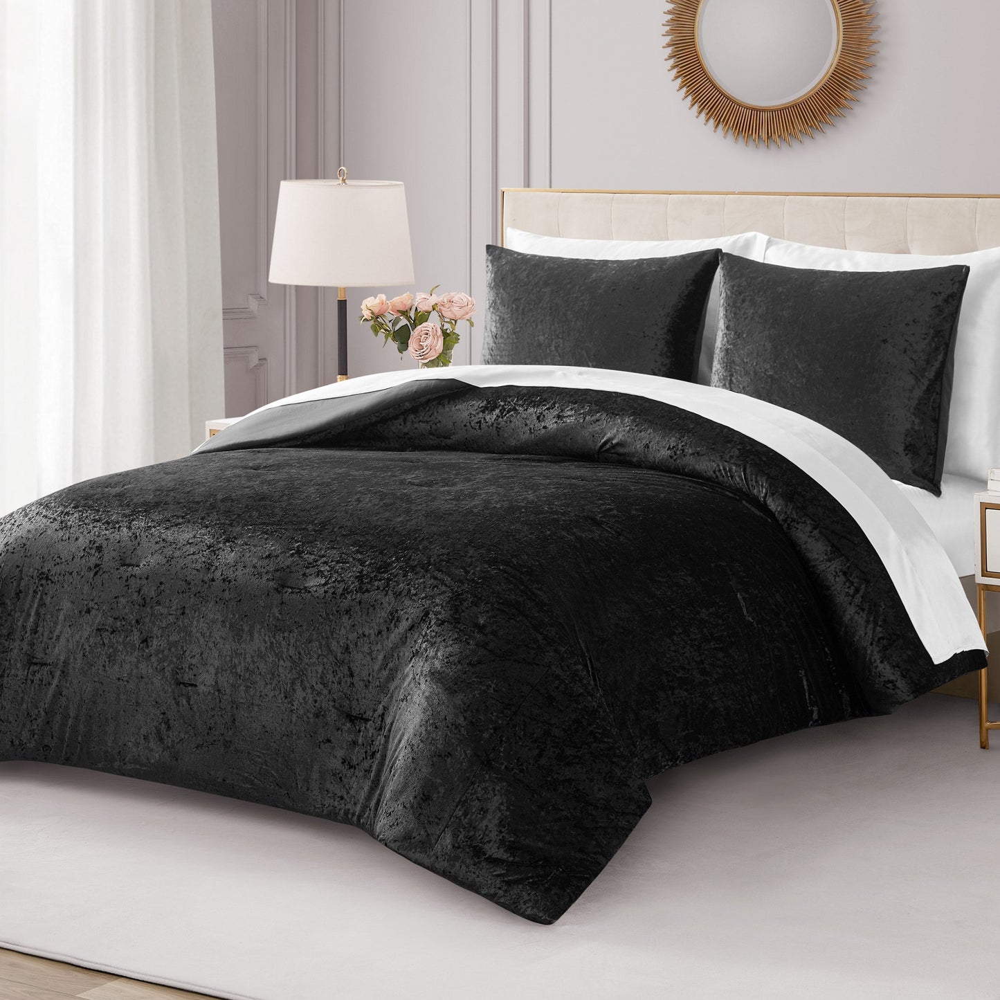 Crushed Velvet Comforter Set - Black - Juicy Couture