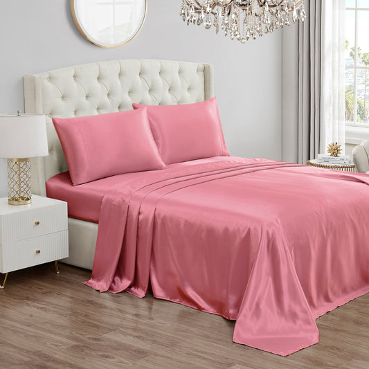 Solid Satin Sheet Set - Rose Pink - Juicy Couture