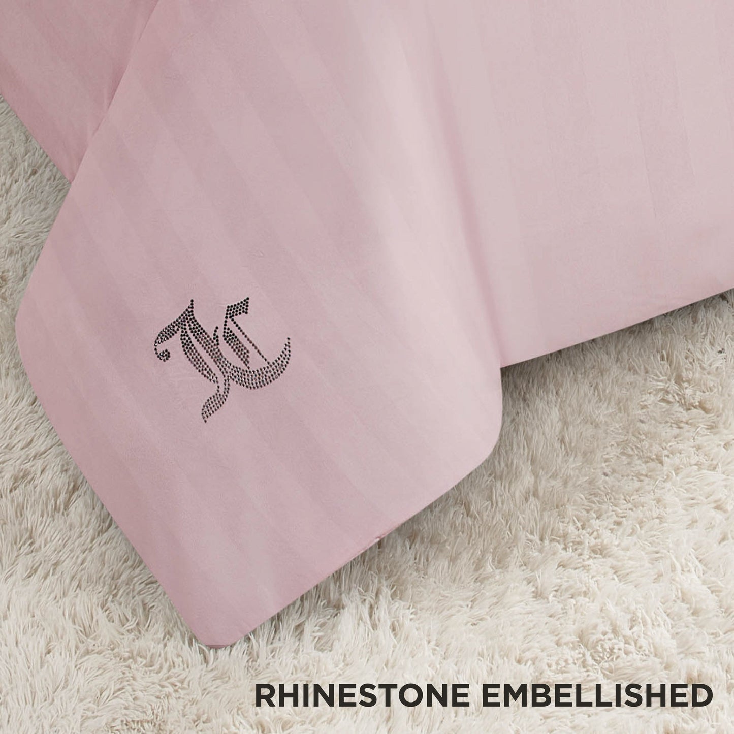 Jenny Velour Striped Jacquard Comforter Set - Light Pink - Juicy Couture