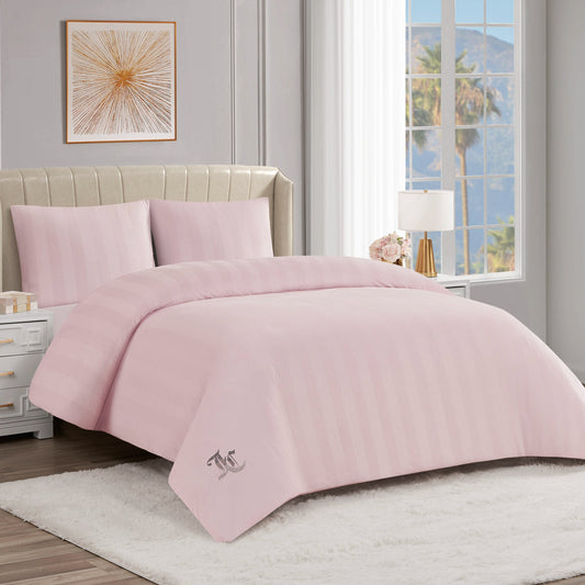 Jenny Velour Striped Jacquard Comforter Set - Light Pink - Juicy Couture