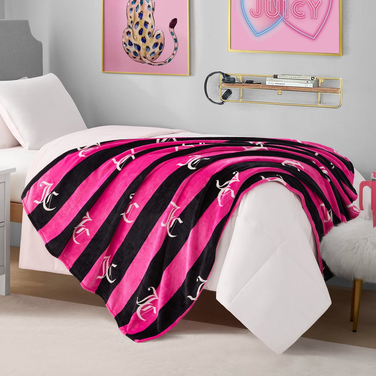 Cabana Plush Blanket - Hot Pink - Juicy Couture