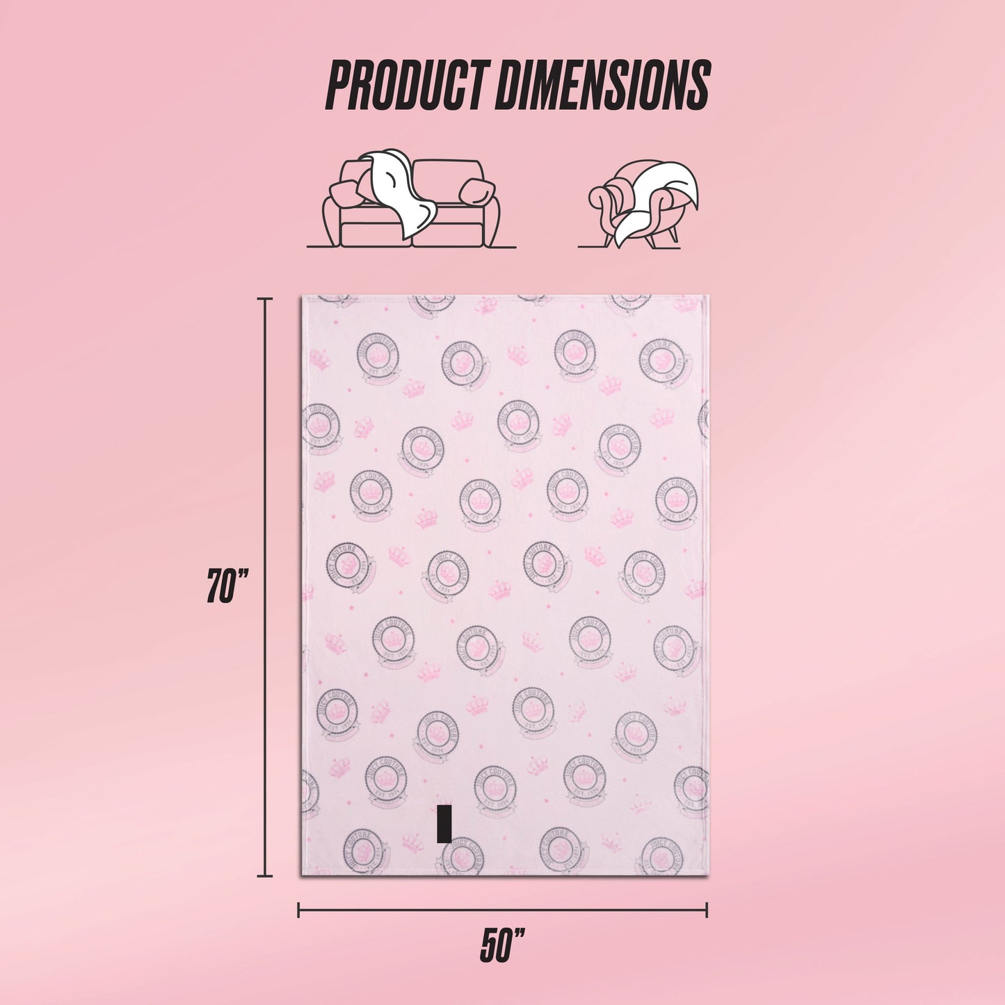 Plush Throw Blanket - Juicy Emblem Light Pink - Juicy Couture