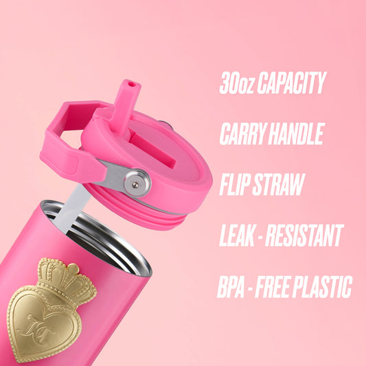 Flip & Sip Hydration Stainless Steel Tumbler - Hot Pink - Juicy Couture