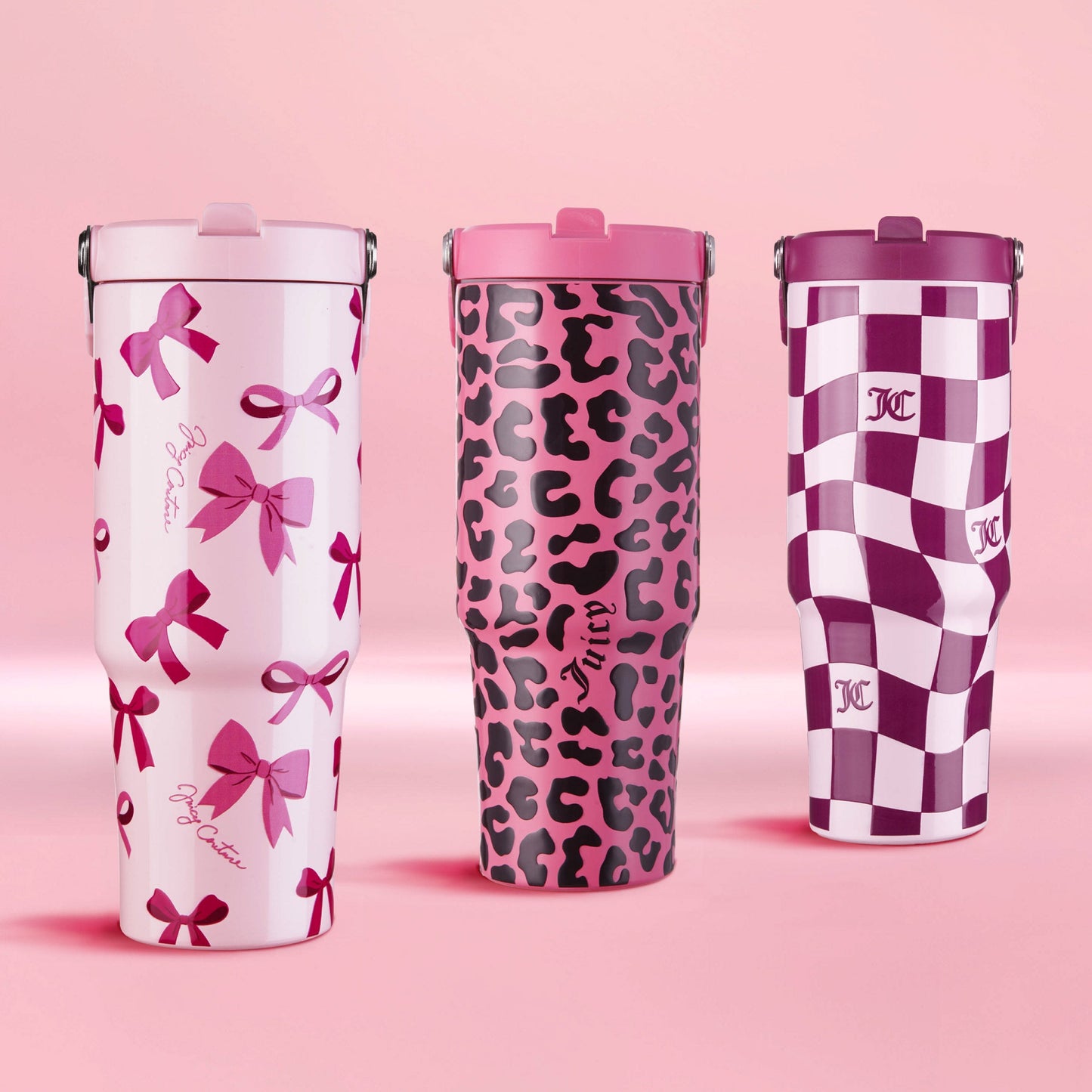 Flip & Sip Hydration Stainless Steel Tumbler - Hot Pink Leopard - Juicy Couture