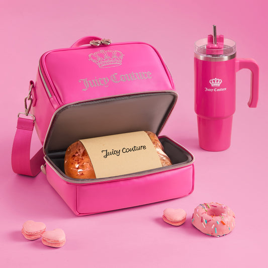 Double Zip Chill Cooler Bag - Pink Crown Logo - Juicy Couture