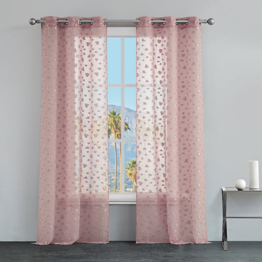 Ethel Embellished Sheer Curtains - Blush - Juicy Couture