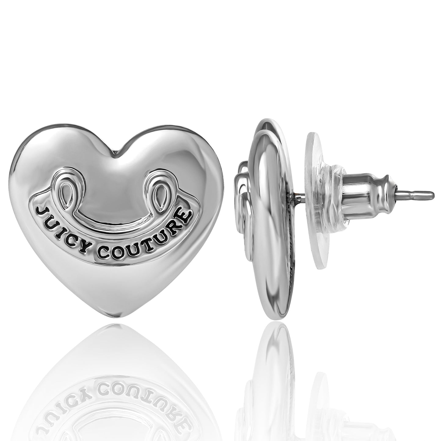 Heart Stud Earrings - Silvertone - Juicy Couture