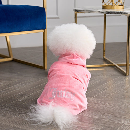 Bling Velour Pet Hoodie - Pink - Juicy Couture