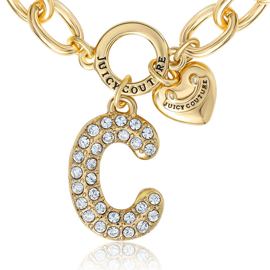 Pavé Initial Charm Bracelet, Letter C - Goldtone - Juicy Couture