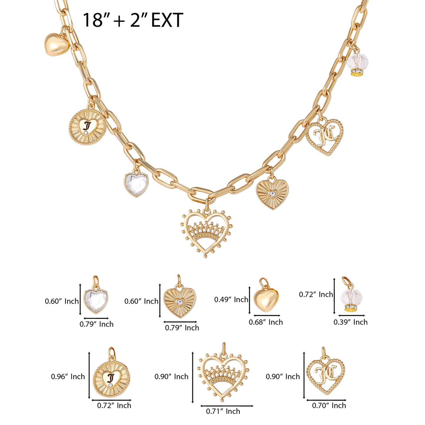 Heart Juicy Logo Charm Necklace - Goldtone - Juicy Couture