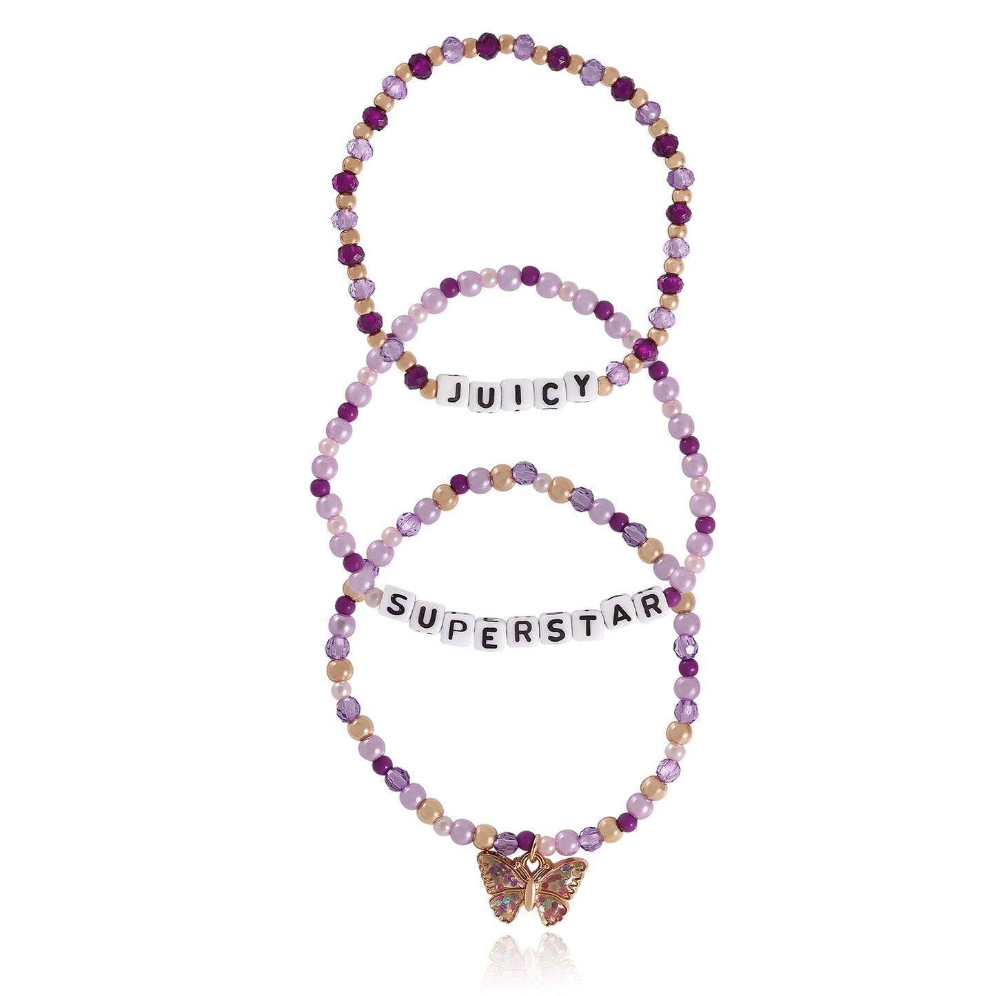 Kids Choose Juicy Superstar 3 Piece Stretch Beaded Bracelet Set - Goldtone - Juicy Couture