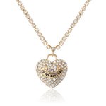 Pavé Heart Crystal Chain Pendant Necklace - Goldtone - Juicy Couture