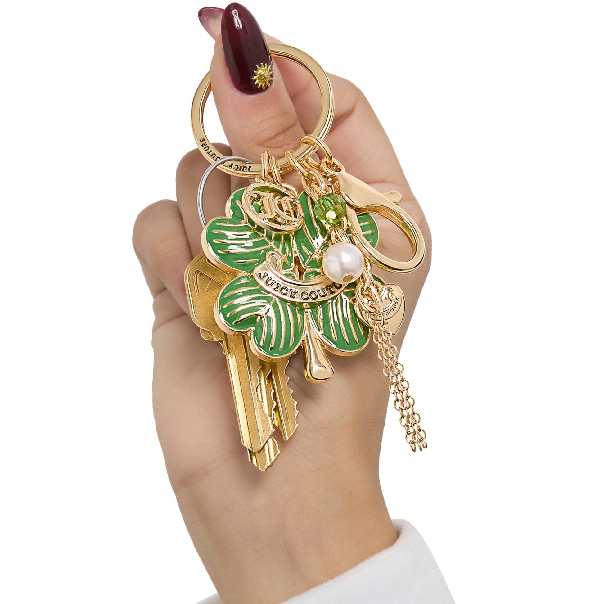 Lucky Clover Keychain Bag Charm - Goldtone - Juicy Couture
