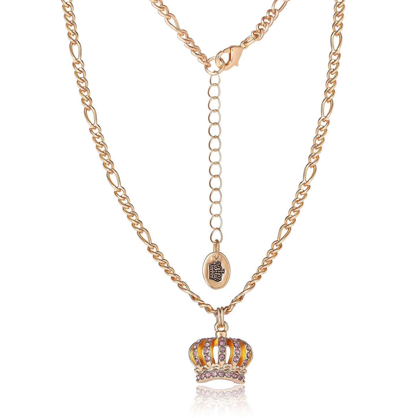 Pink Crystal Crown Pendant Necklace & Stud Earrings Set - Goldtone - Juicy Couture