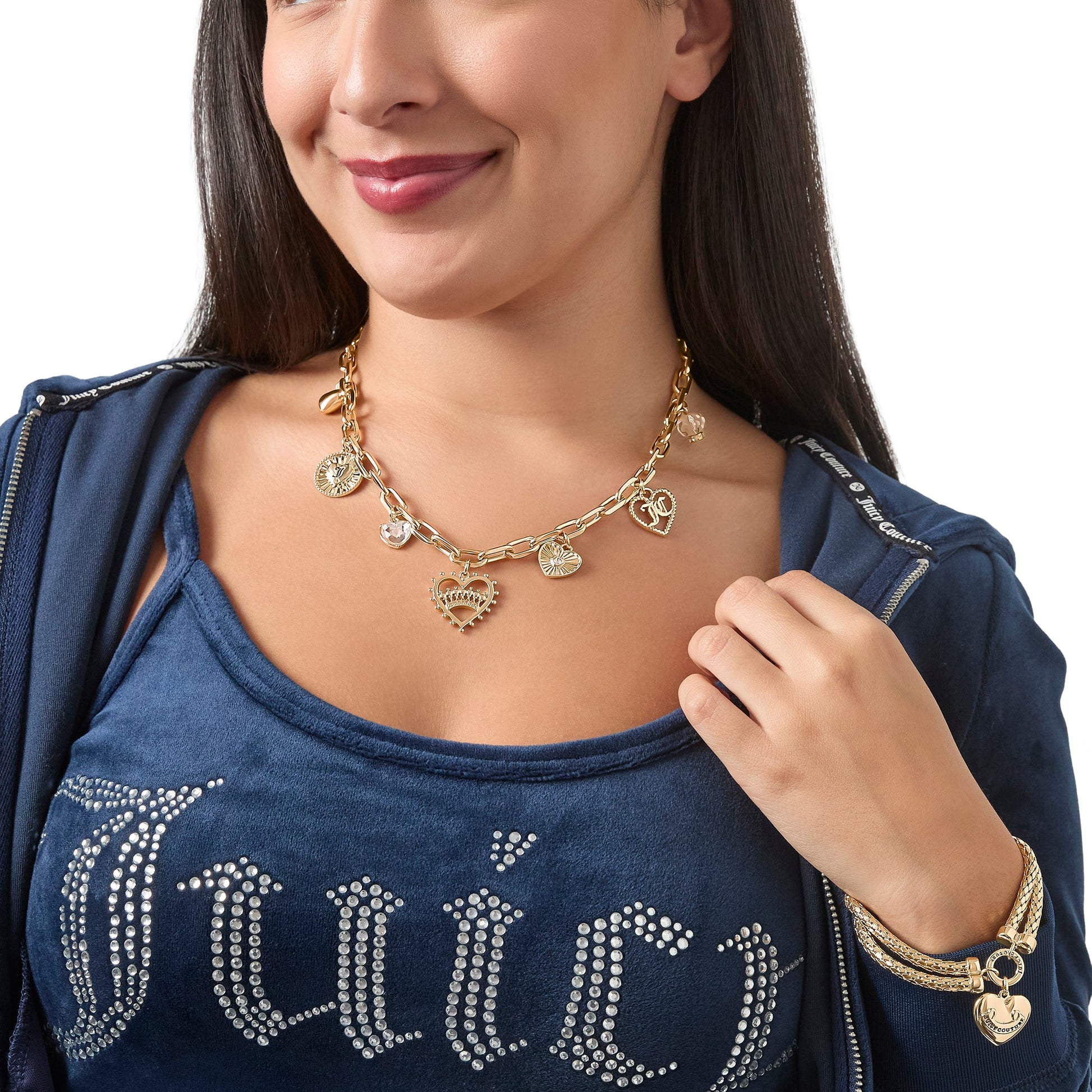 Heart Juicy Logo Charm Necklace - Goldtone - Juicy Couture