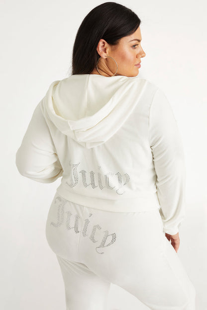 Plus-Size OG Big Bling Velour Hoodie - Angel - Juicy Couture