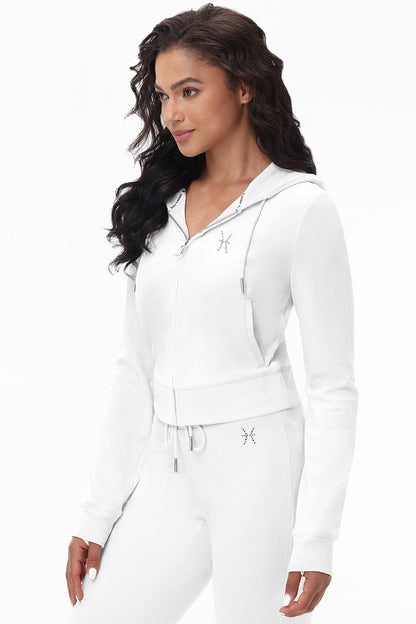 Custom Zodiac OG Big Bling Velour Hoodie - Angel - Juicy Couture