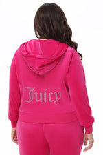 Plus-Size OG Big Bling Velour Hoodie - Free Love - Juicy Couture