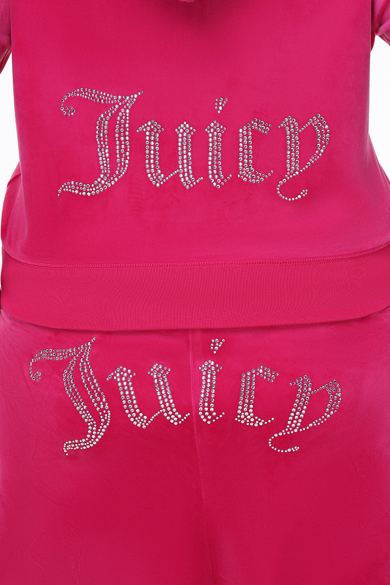 Plus-Size OG Big Bling Velour Hoodie - Free Love - Juicy Couture