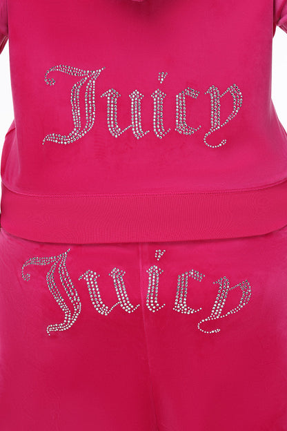 Plus-Size OG Big Bling Velour Hoodie - Free Love - Juicy Couture