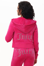 Custom Initial OG Big Bling Velour Hoodie - Free Love - Juicy Couture