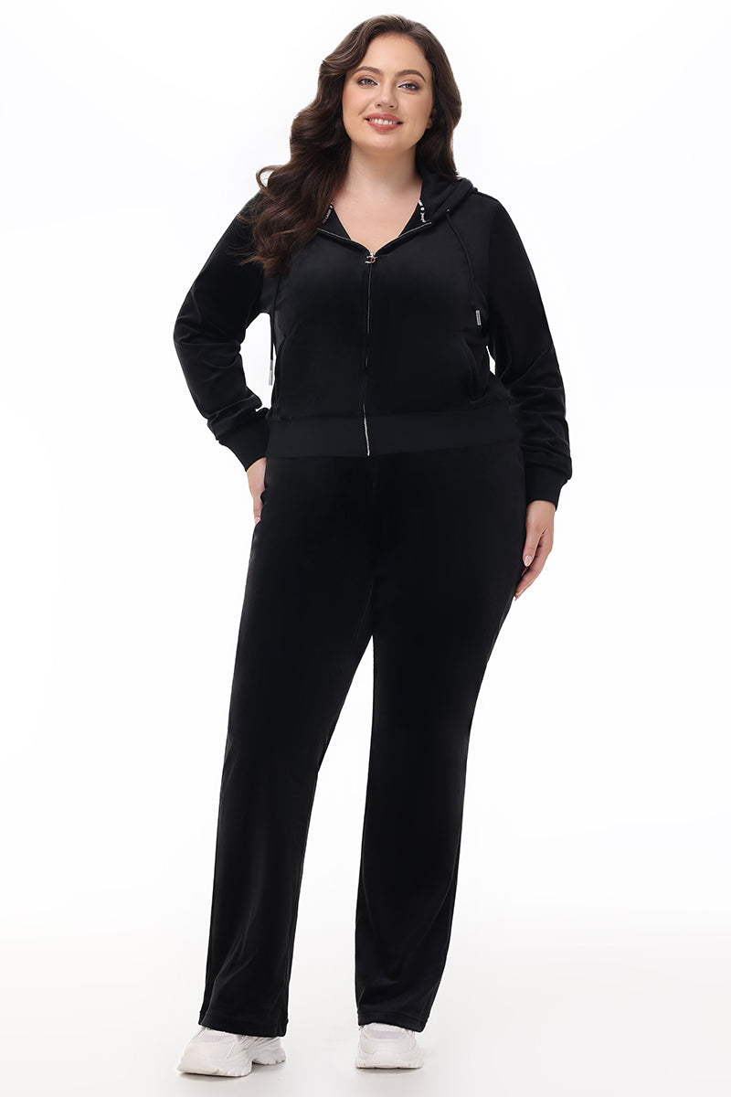 Plus-Size OG Big Bling Velour Hoodie - Liquorice - Juicy Couture
