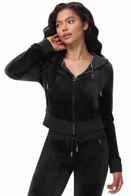 Custom Zodiac OG Big Bling Velour Hoodie - Liquorice - Juicy Couture