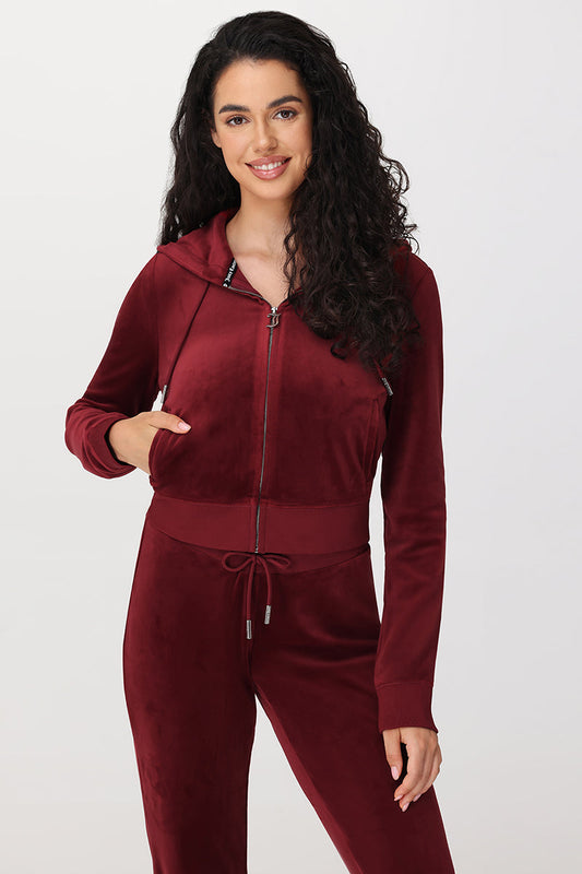 OG Big Bling Velour Hoodie - Red Dahlia - Juicy Couture