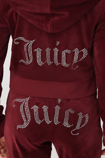 OG Big Bling Velour Hoodie - Red Dahlia - Juicy Couture