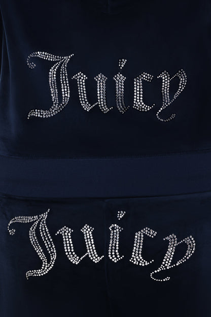 Plus-Size OG Big Bling Velour Hoodie - Regal Blue - Juicy Couture