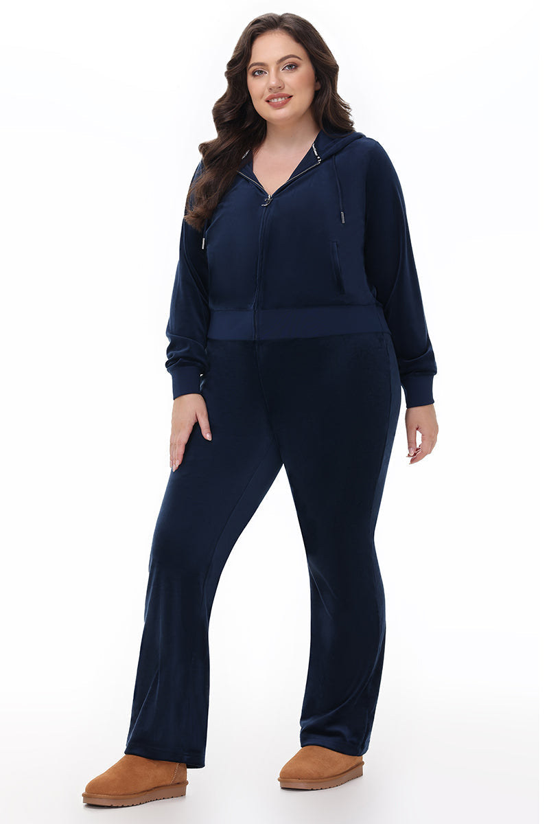 Plus-Size OG Big Bling Velour Hoodie - Regal Blue - Juicy Couture