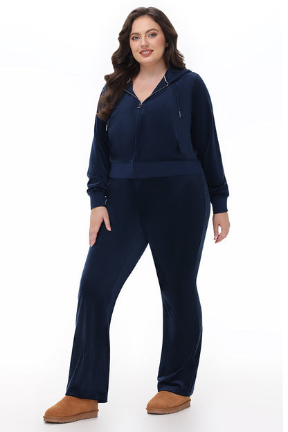 Plus-Size OG Big Bling Velour Hoodie - Regal Blue - Juicy Couture
